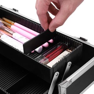 Valigetta per Trucchi 3-in-1 in Alluminio con Maniglia - Resistente e Portatile per Viaggi e Conservazione del Makeup - Capacità Media-Grande - Product Image 3