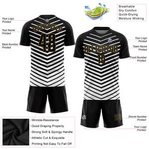Uniforme de Fútbol Personalizado con Diseño Chevron en V, Moderno 2026, Negro y Blanco, Conjunto de Camiseta de Fútbol para Hombre, Sublimado, Transpirable, para Entrenamiento - Product Image 2