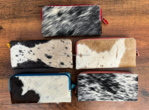 Nouveau véritable portefeuille en cuir de vachette recyclé fait à la main pour femmes Unique Vintage élégant luxe cheveux sur peau portefeuilles en cuir - Product Image 4