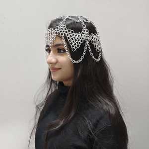 Coiffe en maille d'aluminium : Bijou de cheveux médiéval pour festival Renaissance - Product Image 5