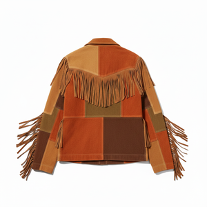 Premium Patchwork Fringe <b>Suede</b> Leather <b>Jacket</b> - Bohemian Western Style - Product Image 2