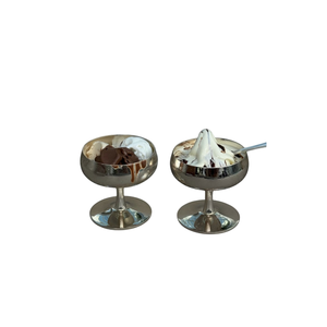 Bol à glace en acier inoxydable de haute qualité, finition miroir, coupe à dessert sur pied en métal, incassable, pour sundae et pudding - Product Image 1