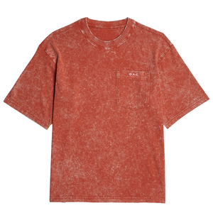 Mens Washed Crew Neck Short Sleeve <b>T</b> <b>Shirt</b> With Chest <b>Pocket</b> Vintage Casual Streetwear Style Wholesale Clothing Supplier - Product Image 3