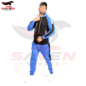 Conjunto Deportivo para Hombre, Sudadera con Capucha y Bloques de Color Azul y Negro, Pantalones Deportivos con Cierre Completo, Corte Regular, Ropa Deportiva - Product Image 4