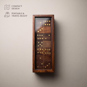 ชุดโดมิโนไม้ |   กล่องไม้โรสวูดอินเดียฝังทองเหลือง ฝาแก้ว ดับเบิ้ลซิกซ์ - Product Image 3