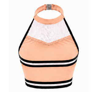 <b>Peach</b> Cheerleading Crop <b>Top</b> Uniform Team Dance Competition Performance Sportswear Athletic Training Apparel - Product Image 2