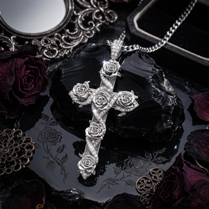 Collar con Colgante de Cruz de Rosa con Circonitas de Briva Jewels, para Hombre y Mujer, Estilo Hip Hop, Diamantes Simulados, Chapado en Oro y Plata, Religioso, Moissanita - Product Image 6