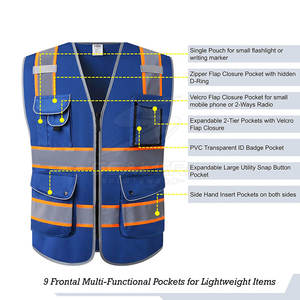 Chaleco de seguridad reflectante de alta visibilidad con correas ajustables para construcción, trabajos en carreteras y uso en seguridad al aire libre - Product Image 6