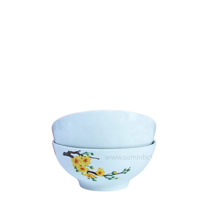 Juego de 12 Tazones de Cerámica Tradicionales de Hanói, Ecológicos y de Primera Calidad, con Diseño de Hojas Florales Verdes Pintadas a Mano y Acabado Pulido - Product Image 2