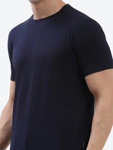 T-shirt à manches courtes pour homme, bleu marine, col rond, coupe classique, tissu jersey à séchage rapide, style décontracté - Product Image 3