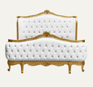 Luxury European Classic Upholstered Bed Solid Mahogany Wood Frame Hand Carved Assembled <b>Bedroom</b> <b>Furniture</b> - Product Image 3