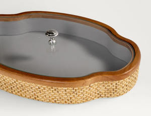 Boîte de rangement décorative moderne en verre, plateau organisateur en rotin tressé avec couvercle, organisateur de bureau à un seul niveau pour le bureau ou le salon - Product Image 3