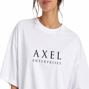 เสื้อยืดคอกลมโอเวอร์ไซส์ผ้าฝ้ายสำหรับผู้หญิง สกรีนโลโก้ได้ ทรงหลวม สไตล์สตรีทแวร์ลำลอง ทรงโอเวอร์ไซส์ สวมใส่สบาย ไหล่ตก - Product Image 5