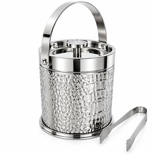 Seau à glace en acier inoxydable avec couvercle et pince, seaux à glace en métal à double paroi isolés pour le vin, le champagne, les fêtes et la maison - Product Image 6