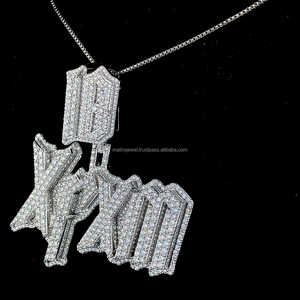 Personalizado encanto colgante hielo Moissanite diamante nombre letra colgante 925 Plata Hip Hop joyería al por mayor - Product Image 4
