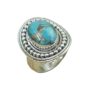 Natural Blue Copper Turquoise <b>Ring</b> 925 Sterling <b>Silver</b> Handmade <b>Statement</b> Oval Boho Tribal Vintage Jewelry Gift for Her - Product Image 1