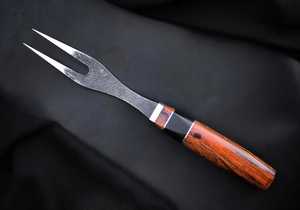 Handmade Carbon Steel <b>Knife</b> <b>Set</b> With Wood Handle 3-Piece Includes Chef <b>Knife</b> Fork And Skewer <b>Sharp</b> And Durable For Kitchen Use - Product Image 3