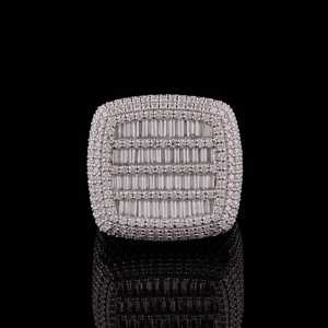 Anillo de Plata de Ley 925 con Moissanita y Diamantes, Estilo Baguette, Engastado en Canal, Joyería de Lujo Hip Hop para Unisex - Product Image 4