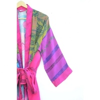 Kimono sutra wanita, gaun pembungkus ukuran besar pakaian pantai hadiah pakaian tidur untuk perempuan berongga cepat kering musim panas