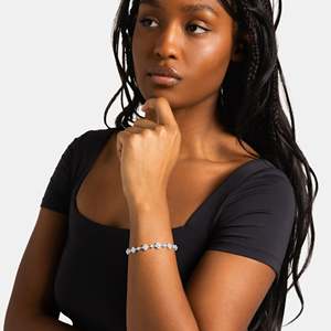 Bracelet de luxe en argent 925 plaqué rhodium avec cristaux, motif étoile pavé, chaîne à maillons pour femme, bijou à porter au quotidien - Product Image 3