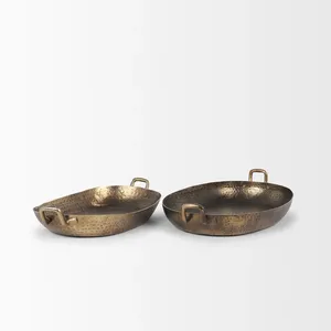 Plateau de service suspendu en aluminium fait main, style boutique de luxe, élégant, artisanal, design zen asiatique, plateau de table basse haut de gamme - Product Image 1