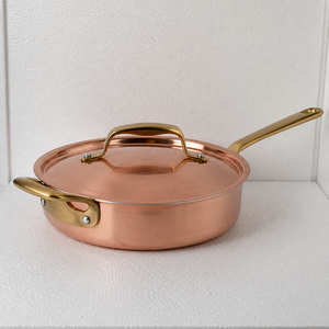 Sartén de Cobre Hecha a Mano con Tapa y Asa de Latón, Sartén de Chef de Cobre, Utensilios de Cocina de Cobre Premium, Sartén para Freír, Venta al por Mayor OEM ODM - Product Image 2
