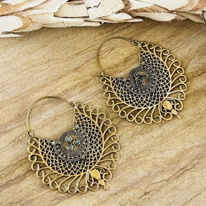 Aros de Latón con Diseño Tribal de Última Moda para Mujer, Acabado en Latón Antiguo, Joyería Étnica para Venta al por Mayor/OEM/ODM - Product Image 3