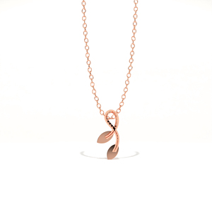 Pendentif Feuille d'Olivier Aarinya Botanical Infinity Vine avec Diamant de Laboratoire, Or Rose 9K, Pavé Moderne, Cadeau de Mariage, Fête - Product Image 4