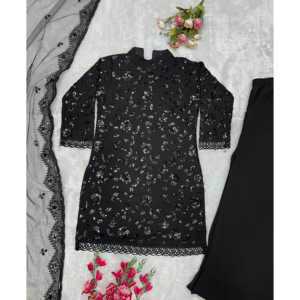 Conjunto Dupatta Top Bottom de diseñador para mujer con bordado elegante - Product Image 3