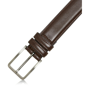 Ceinture en cuir véritable pour homme, noire unie, boucle à ardillon, style formel, durable, en cuir de vachette, boucle rectangulaire argentée - Product Image 3
