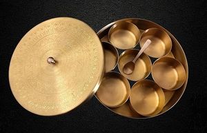 Antique Style Brass <b>Masala</b> <b>Box</b> For Kitchen Storage Decorative Use And Traditional Indian Spice Arrangement - Product Image 2