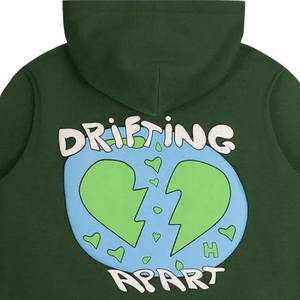 Sudadera con Capucha Extra Grande para Hombre, Diseño de Corazón Verde 'Heartbreak Never Heals', Logotipo Frontal, Sudadera de Invierno, Corte Regular, Tejido de Nailon/Cachemira - Product Image 6