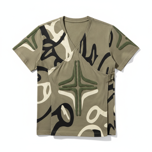 Men's <b>V</b>-Neck Camouflage Print Short Sleeve T-Shirt Regular <b>Fit</b> Breathable Street Style Woven Polyester - Product Image 1