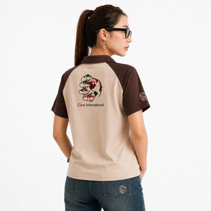 เสื้อโปโลผู้หญิงพิมพ์ลายแบบซับลิเมชั่นสั่งทำขายส่ง คุณภาพสูง ผ้าฝ้าย 100% เสื้อเปล่า ราคาถูก รับผลิตแบบ OEM - Product Image 5