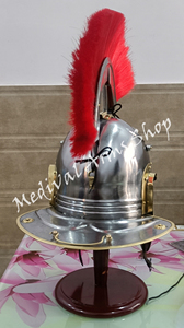 Casco de Centurión Romano Hecho a Mano en Acero Plateado con Pluma Roja, para Reenactamiento Histórico, Halloween y Año Nuevo - Product Image 6