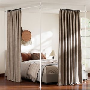 Asta per Tende a L Regolabile, Senza Foratura, Resistente, 71 cm (L) x 102 cm (A), Bianca - Product Image 2