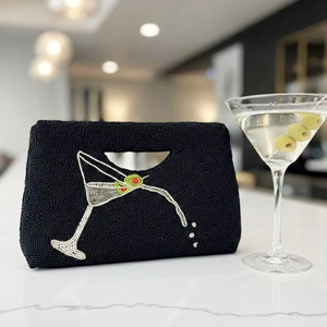 Bolso de mano tipo clutch con cuentas de color verde para mujer, elegante bolso de mano con bordado de cuentas para mujer y niña - Product Image 1