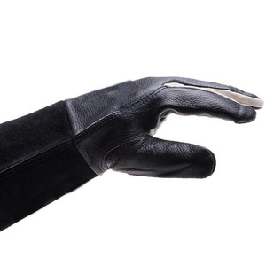 Gants de soudeur en cuir de chèvre et croûte de cuir de vache, noirs, doux au toucher, résistants à la chaleur et aux étincelles, pour la lutte contre les incendies - Product Image 6