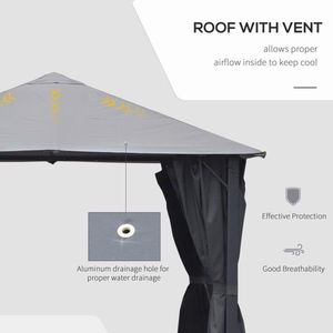 Gazebo da Giardino Nero 3x3 Metri con Telaio in Policarbonato per Giardino, Cortile, Ristorante, Spiaggia, Uso Esterno, Pergola, Padiglione - Product Image 4