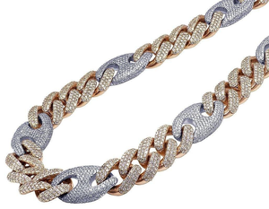 สร้อยคอแบบ Cuban Link หรูหรา ประดับเพชร เงินแท้ 925 สองสี ดีไซน์โดดเด่น เหมาะสำหรับผู้ชายและผู้หญิง เป็นของขวัญ - Product Image 2