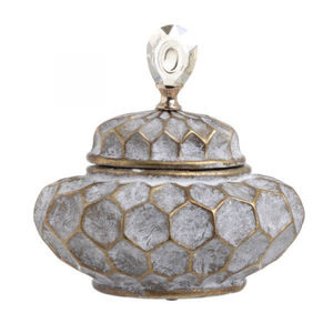 Pot décoratif en métal abstrait bleu de haute qualité avec bordure dorée, finition marbre luxueuse, décoration moderne pour la maison, pots à gingembre et urnes - Product Image 4