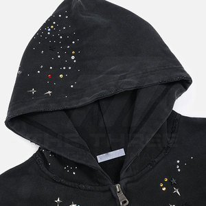 เสื้อฮู้ดดี้ผู้ชายทรงปกติ ประดับเพชร 100% ผ้าฝ้าย สำหรับฤดูหนาว สไตล์ลำลอง ดีไซน์พิเศษ คุณภาพพรีเมียม เหมาะสำหรับใส่ทุกวัน เสื้อผ้าแฟชั่น - Product Image 2