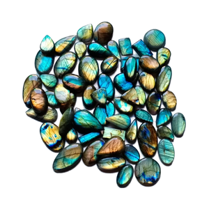 Pierre précieuse en labradorite multi-couleurs, pierre précieuse en labradorite naturelle de qualité, cabochon, cristal bleu feu multicolore, qualité mixte, taille mixte - Product Image 1