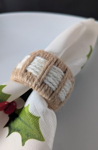 Stylish Brown <b>White</b> Jute Napkin Ring Holder Ideal For Rustic <b>Table</b> Setting Kitchen <b>Dining</b> Wedding Party And Gifting Use - Product Image 5