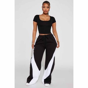 Pantalones de Cintura Alta para Mujer, de Pierna Ancha, con Cordón Lateral, Corte Holgado, Largos, de Color Sólido, Estilo Hip Hop - Product Image 4
