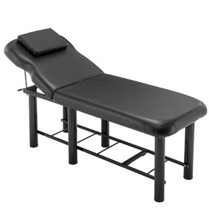 Cama de Salón Profesional Negra Ajustable con Reposacabezas Extraíble, Estante Inferior de Almacenamiento y Capa de Espuma Viscoelástica, Mesa y Cama de Masaje - Product Image 1
