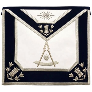Delantal Masónico UAA Past Master Blue Lodge, Cuero Duradero, Forma Cuadrada, con Bordado a Mano de Hilos Plateados - Product Image 1