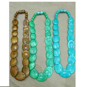 Fashion Vintage Geometric Resin Beaded <b>Necklace</b> Set Colorful Handmade <b>Statement</b> Jewelry Unisex Boho Chic Party Wear Accessories - Product Image 1