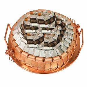 Plateau de service vintage en métal rose doré avec accent floral, design attrayant, vaisselle, plateau à chocolat, plateau de service pour bonbons - Product Image 6