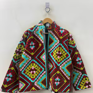 Veste en velours Suzani faite à la main, brodée, style bohème ethnique, sur commande en gros, conception personnalisée, fabricant - Product Image 3